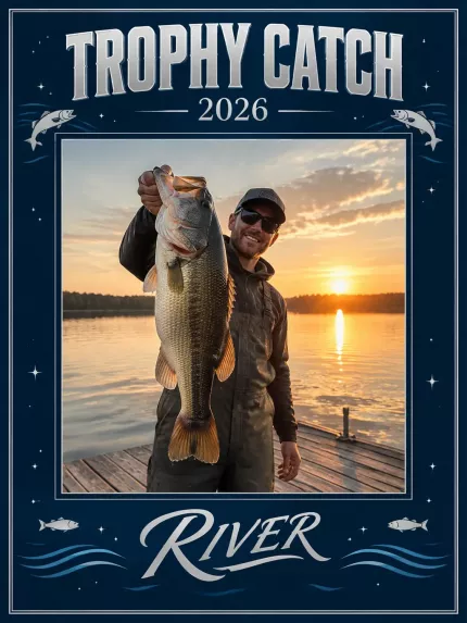 Fishing Lover Gift - Personalized Trophy Catch Picture Frame, Custom Fisherman Photo Name Year Canvas Print, Fishing Wall Art Gift image 4